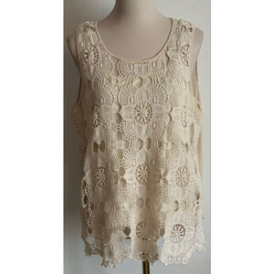 Women's Adiva Beige Crochet Tank Top XL